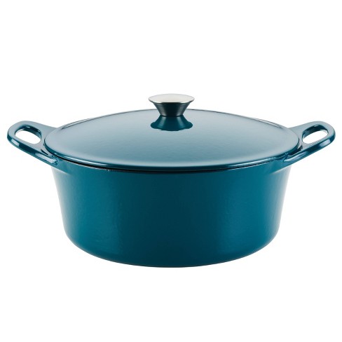 Rachael Ray 5qt Enameled Cast Iron Dutch Oven Casserole Pot with Lid Teal - image 1 of 4