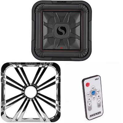 Kicker 46L7T124 L7T L7-Thin 12-Inch (30cm) Subwoofer, Dual Voice Coil, 4-Ohm, 600 Watt w/ Chrome LED Grill & Remote Bundle