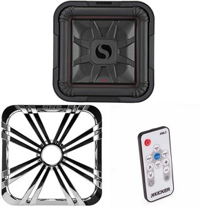 Kicker 46L7T124 L7T L7-Thin 12-Inch (30cm) Subwoofer, Dual Voice Coil, 4-Ohm, 600 Watt w/ Chrome LED Grill & Remote Bundle - 1 of 4