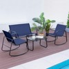 Tangkula Set Of 8 Outdoor Patio Rocking Set 4 Rocking Chairs & Loveseat w/ Glass-Top Table - 3 of 4