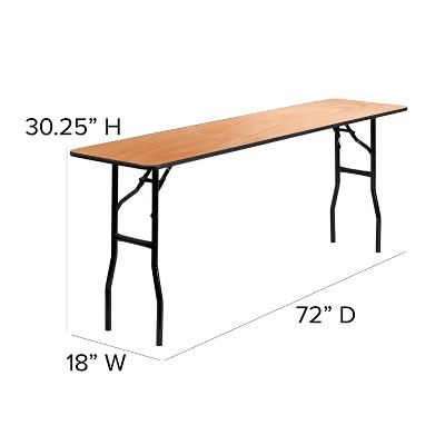 6-Foot Rectangular Medium Wood Folding Dining Table with Black Legs