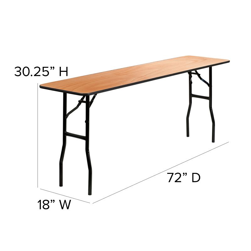 Emma and Oliver 6-Foot Rectangular Wood Folding Training / Seminar Table with Clear Coated Top, 3 of 6