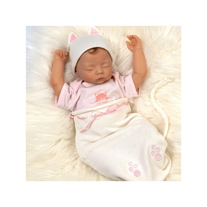 Paradise Galleries Reborn Baby Doll Girl - 18 inch Sleeping Kitten with Rooted Hair, Made in GentleTouch Vinyl, 5-Piece Realistic Doll Gift Set, 5 of 7