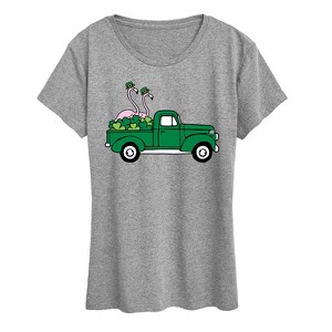 Women's - Instant Message - St Paddys Flamingo Truck Short Sleeve Graphic T-Shirt - 1 of 4