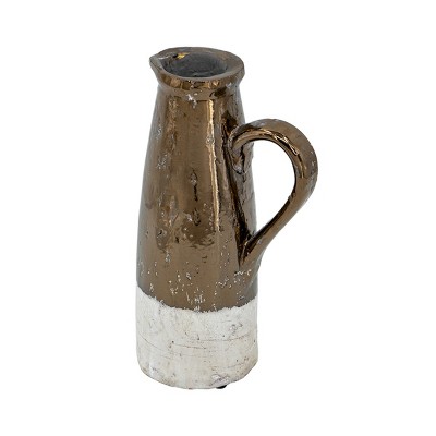 GlasFlength Decorative Objects Candia Styled Decor Accent Terracotta Pitcher Decor Vintage Pitcher Table Decor for Room, Brown, 6.7"*4.5"*11"
