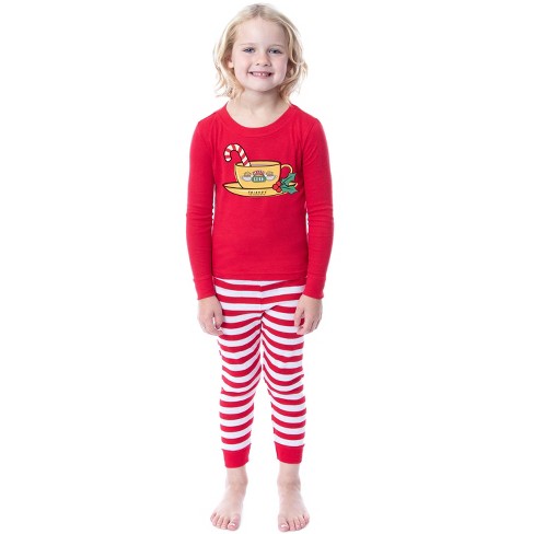 Friends The TV Series Caf Perk Logo Design Matching Family Pajama Set Kids 12 Red