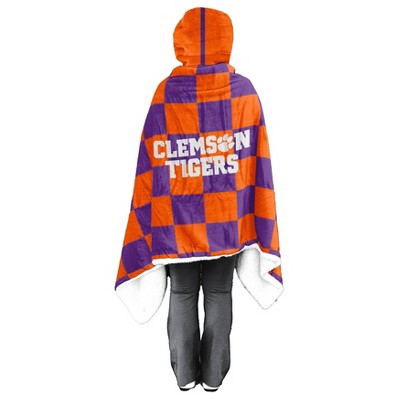 NCAA Clemson Tigers Checkered Faux Shearling Throw Blanket