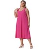 Agnes Orinda Women's Plus Size Elegant Texture V-Neck Sleeveless Pleated Back Midi Dress - 3 of 4