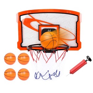 iMountek"Indoor Mini Basketball Hoop Set with 4 Balls, Electric Scorer, Foldable Basket - Fun Gift"Orange - 1 of 4