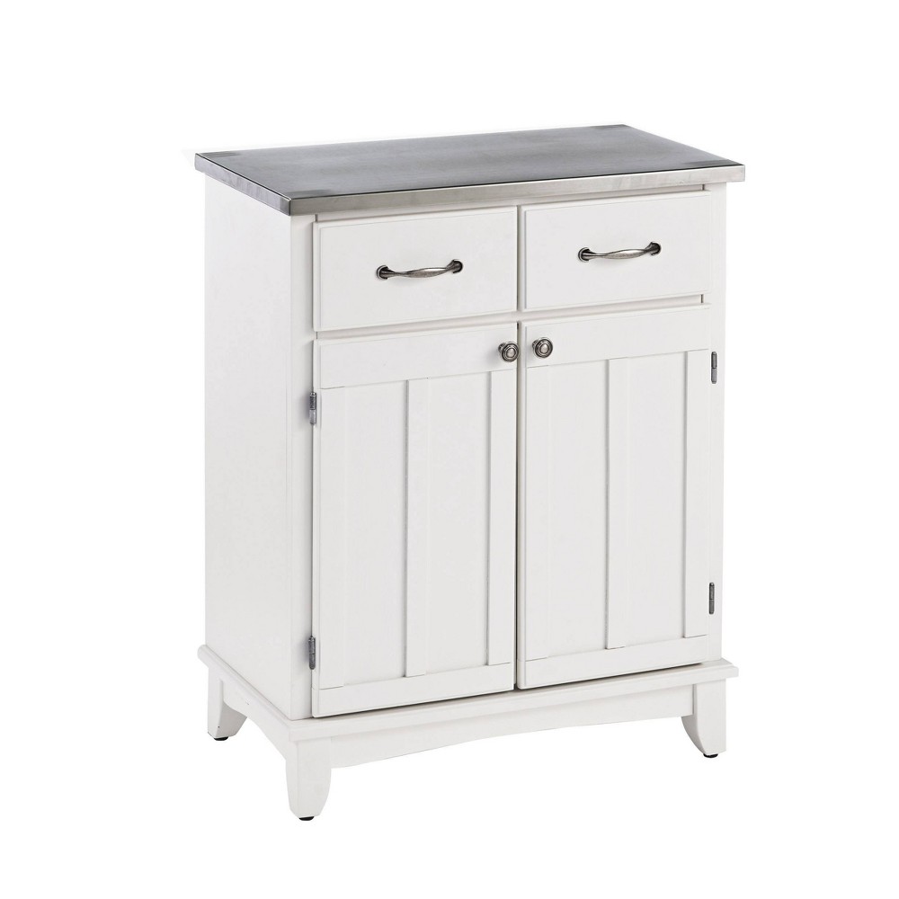 Home Styles Buffet Server with Stainless Steel Top in White - 5001-0023