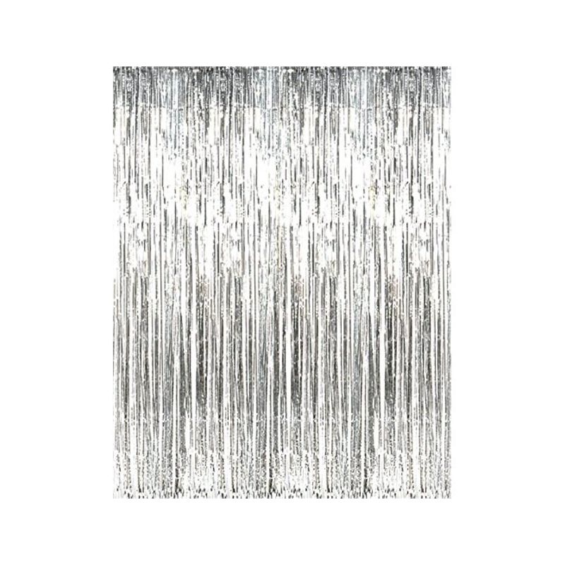 Fun Express Metallic Silver Foil Fringe Curtains (1 Piece), 2 of 3