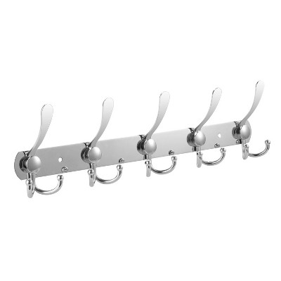 Munora - 15-Hook Stainless Steel Wall Mount Coat Rack - Space-Saving Organizer for Robes, Hats & Towels - White