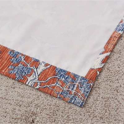 Saffron Red Polyester Wildlife Print Rod Pocket Curtain Panels
