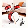 SUGIFT Kids Drum Set for Beginners, 3-Piece Junior Drum Kit with Cymbal, Bass Pedal & Stool, Educational Musical Toy for Ages 3–8, Red - 2 of 4