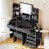 Vanity Desk with Mirror, LED Lights, Power Outlet, Makeup Vanity Table with 6 Drawers and 6 Storage Shelves - 3 of 4