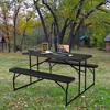 Aghana Digitals 59" Folding Indoor Outdoor Picnic Table Bench Set with Steel Frame, HDPE Wood-Like - 3 of 4