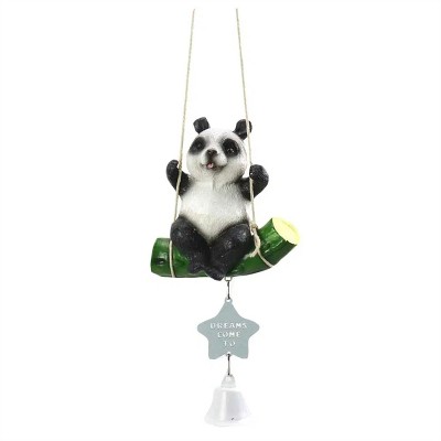 Dracelo Cute Forest Animal Wind Chimes Panda Swing Resin Bells Room Hanging Decoration