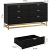 Nasitip 6 Drawer Dresser, 53.5" Modern Chest with Golden Metal Handles & Legs, Wide Dresser for Bedroom, Closet, Entryway – Black/Gray - 2 of 4