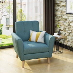 GDFStudio Angelina Mid-Century Fabric Button Tufted Club Chair with Channel Stitching - 1 of 4
