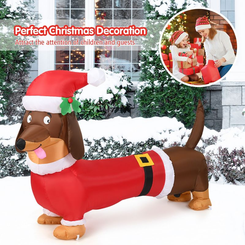 Costway 5 FT Inflatable Christmas Dog w/ LED Lights Blow Up Outdoor Yard Lawn Decoration, 1 of 9