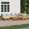 vidaXL 8 Piece Patio Furniture Set with Light Gray Cushions - Solid Wood Sofa, Lounge Chairs & Coffee Table for Garden, Deck or Patio - 2 of 4