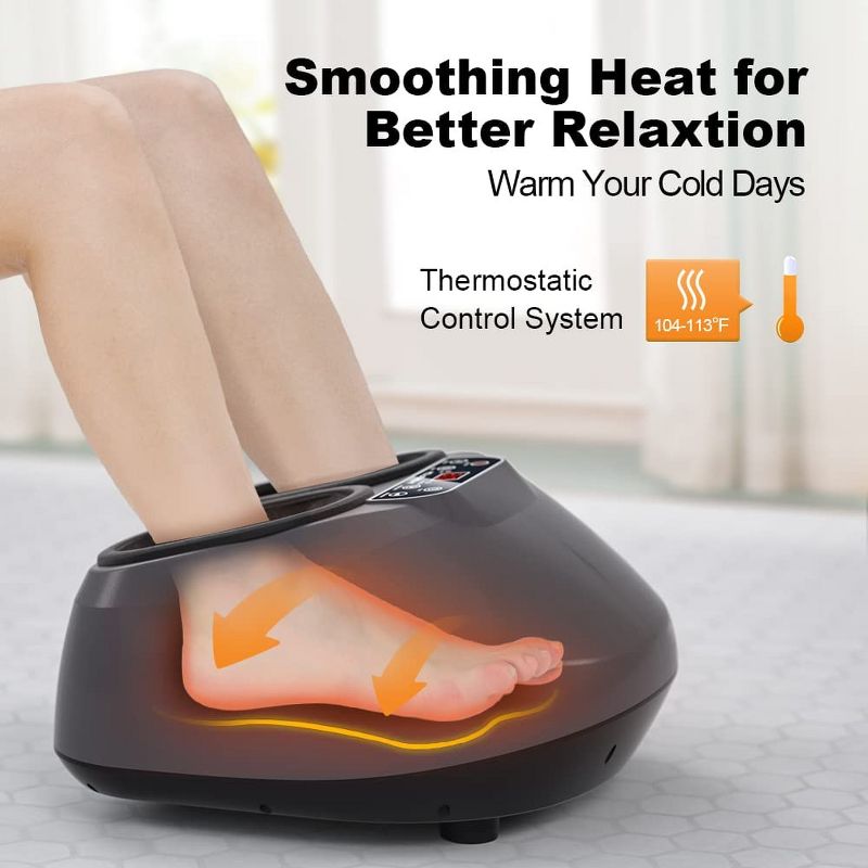 Mujerbay Heated Foot Massager Machine with Full Covering Air Compression Kneading Foot Massager Plantar Fasciitis Sports Recovery w/Remote Control, 5 of 7