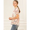 INSPIRE CHIC Women's Ruffled Short Sleeve Floral Mock Neck Summer Top - 4 of 4