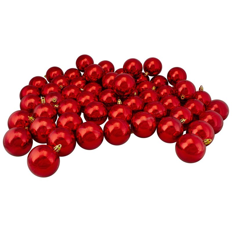 Northlight 60ct Shatterproof Shiny Christmas Ball Ornament Set 2.5" - Red, 1 of 4