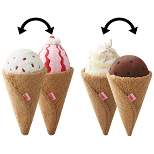 HABA Biofino Ice Cream Venezia - 2 Pretend Play Plush Cones with Reversible Scoops (4 Flavor Combos)