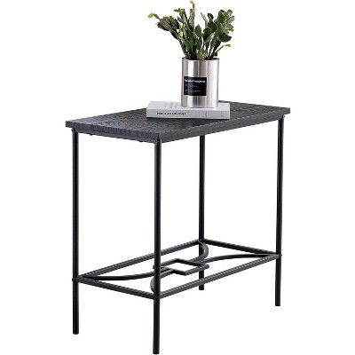 Kings Brand Black Metal and Wood Rectangular Side Table