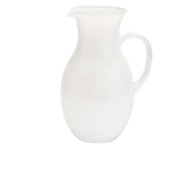 Classic Touch White Glass Pitcher, 8.5"H