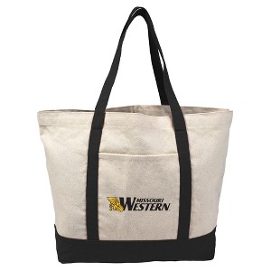 Missouri Western State University Primary Logo Canvas Tote Bag With External Pocket, Reusable Shoulder Bag for Shopping, School, Beach - 1 of 4