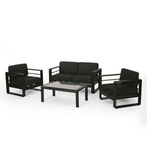 Christopher Knight Home Rajiv 4 Pieces Modern Outdoor Aluminum Chat Set - 1 of 4