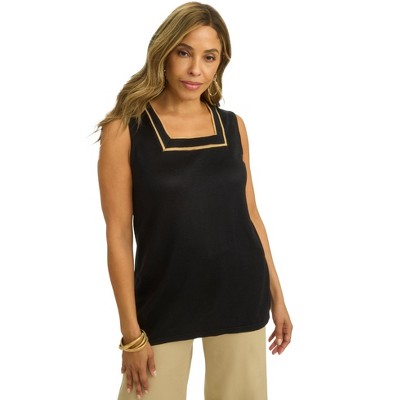 Jessica London Women's Plus Size Tipped Fine Gauge Tank