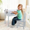 Costway Toddler Craft Table & Chair Set Kids Art Crafts Table withPaper Roll Holder Grey/White - image 2 of 4