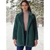 Allegra K Women's Lapel Collar Faux Fur Fuzzy Winter Long Overcoat with Pockets - 2 of 4