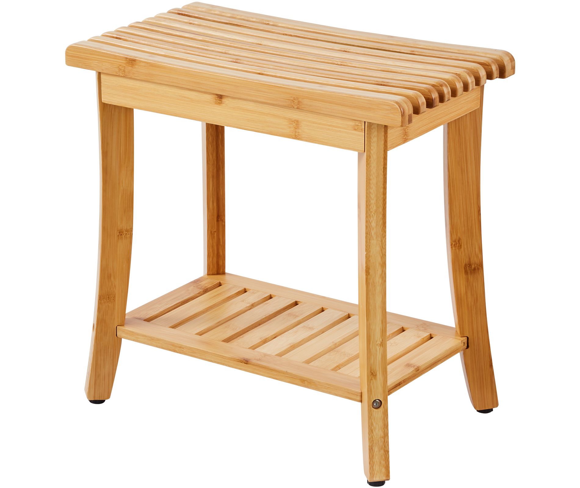 VEVOR Bamboo Shower Bench, 19.1 x 11.3 x 18.3 in, Waterproof Shower Stool Chair with Storage Shelf, 330lbs Load Capacity, Natural Bamboo