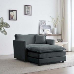 Chenille Upholstered Club Chair and Ottoman: Relax in Style - 1 of 3