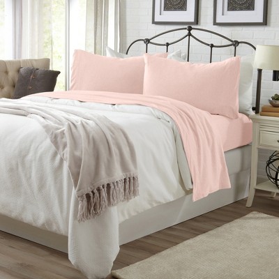 Blush Pink Full Cotton Blend Jersey Knit Sheet Set