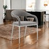 HomeRoots Set of Two Gray And Silver Upholstered Polyester Open Back Dining Arm Chairs - 2 of 4
