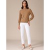 INSPIRE CHIC Women's Turtleneck Lantern Long Sleeve Buttons Decor Trendy Fall Winter Basic Sweater - 3 of 4