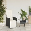 vidaXL Reclining Patio Chair with Cushions Black Poly Rattan - 3 of 4