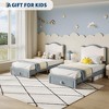 Upholstered Twin Bed Frame with Storage Drawer & Scallop Headboard, Princess Twin Size Platform Bed Frames for Kids Girls - 2 of 4