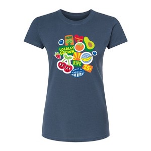Women's - Instant Message - Fruit Stamps Fitted Graphic T-Shirt - 1 of 4