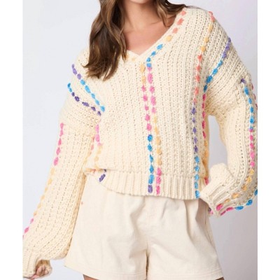 Women's V Neck Sweater - Peach Love
