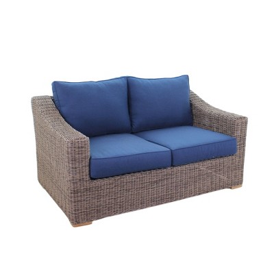 Courtyard Casual Tivoli Loveseat in Teak  Full round wicker Alum Frame 207/ Polyester 450gram