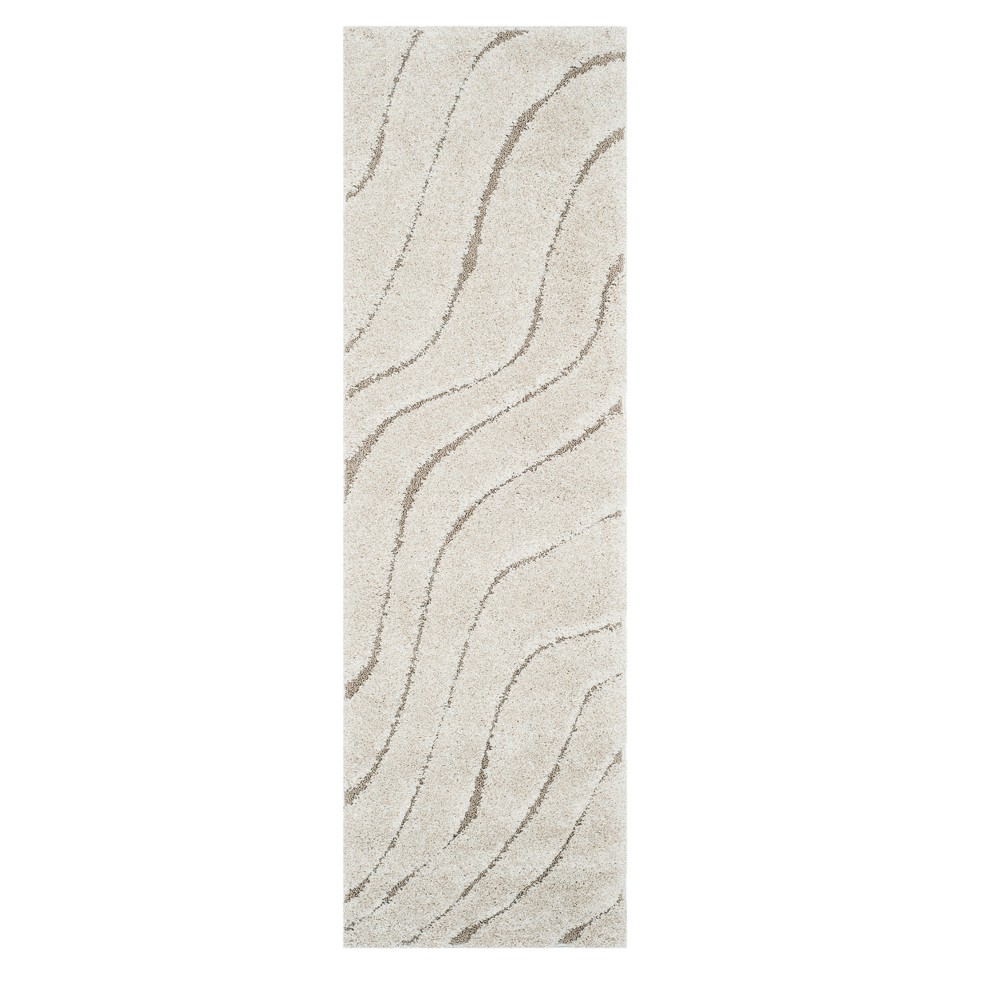 2'3inx7' Runner Wave Loomed Rug Cream/Beige - Safavieh