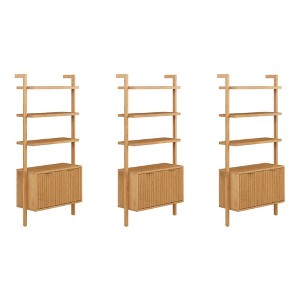 Nathan James 71.9" Set of 3 Jasper Wood Fluted Bookshelf Light Brown - 1 of 4