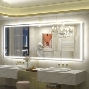 Apmir Super Bright 192 LEDs/m Front LED Lighted Anti-Fog Tempered Glass Bathroom/Vanity Mirror with ETL & 3-Year Warranty - 1 of 4