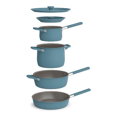 Bella 9-Piece Surf Blue Aluminum Ceramic Nonstick Cookware Set